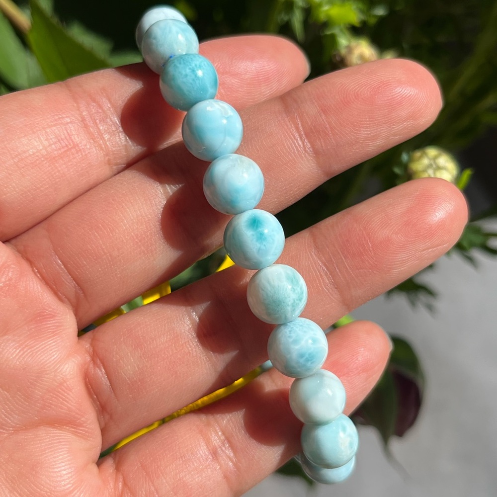 9mm stretchable beautiful larimar bracelet 1503